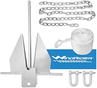 WindRider Superior Boat Anchor Kit Fluke Anchor with Anchor Chain and Anchor Rope Boat Anchors for Pontoon, Sail, Small Boats, Boat Anchors for 25' Boats The Perfect Pontoon Boat Accessories