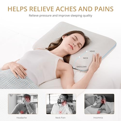 Image of EGOHOME Bed Pillow Standard Size - Memory Foam Made in USA - for Side, Back and Stomach Sleepers, Neck Support with Washable & Removable Cover, Medium Soft, 1 Pack