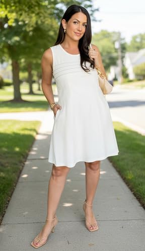 Image of CHICGAL Womens Summer Dresses Casual Loose Pleated Front Tshirt Sleeveless Tank Sundresses with Pockets 2026