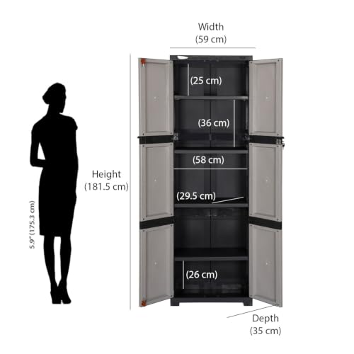 Image of Nilkamal Freedom Large (FML) Plastic Wardrobe for Storage|3-Year Warranty|Clothes Organizer|Shelves|Cupboard|Almirah|for Home, Living Room, Bed Room|Adult & Kids|Grey /Charcoal Grey