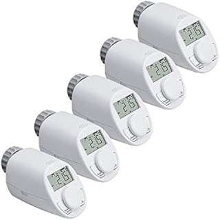 eqiva 5er Set Elektronik-Heizkörperthermostat Model N mit Boost-Funktion und leisem Kompaktgetriebe