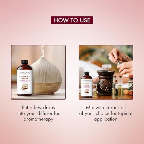 Image of Majestic Pure Coconut Vanilla Essential Oil for Diffuser - 2 Fl Oz