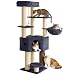YITAHOME Kratzbaum, Katzenkratzbaum, für Große Katze, Katzenbaum, Katzenbürsten, 11 cm Dicke Stämme, Große Plattformen, Plüschkissen, Höhle, 50 x 50 x 157 cm, Dunkelgrau
