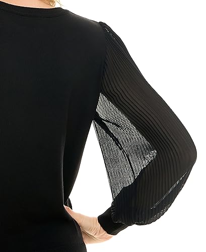 Image of Zac & Rachel Women's Sweater Knit + Pleated Chiffon Blouse