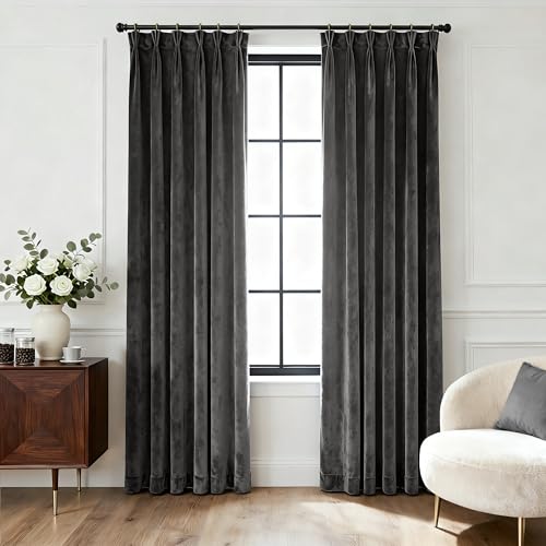 Jolilight Dark Grey Pinch Pleat Curtains
