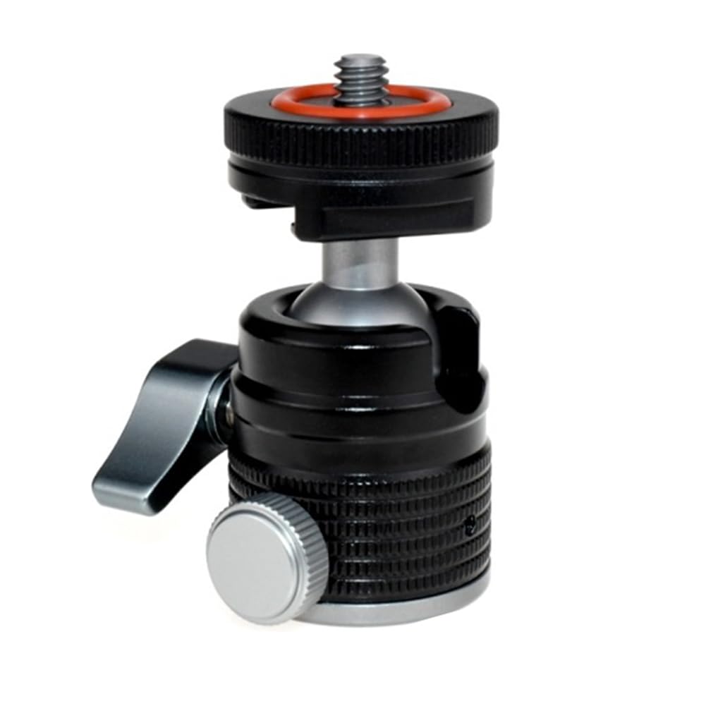Mdhpklaur Mini Ball Head Tripod Head with Universal 3/8 Inch Screw Mounts for DSLR Cameras Flash Tripod Monopod Fill Light Easy Install Easy to Use, Black, 500406679A2