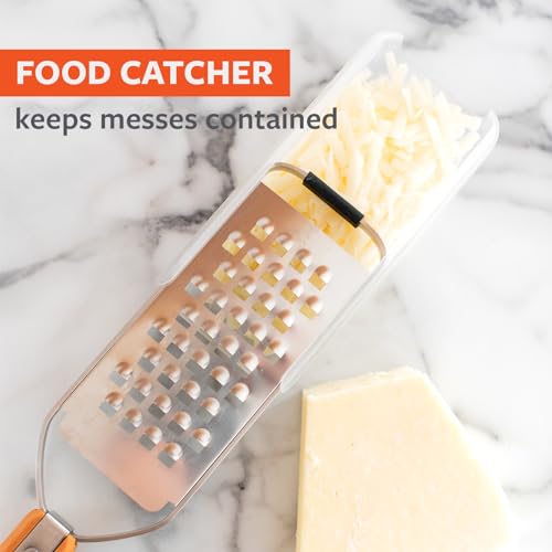 Image of Full Circle Catch-All Grater with Food Catcher, Dishwasher Safe | Delivers effective grating for cheese, vegetables & potatoes, mess-free