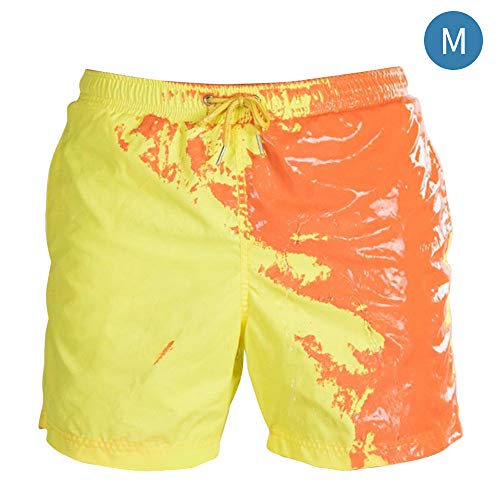 Aprettysunny Bañador para Hombres Shorts de baño con cordón Temperatura Color Pantalones de baño Intercambiables Shorts de Secado rápido, M-XXL