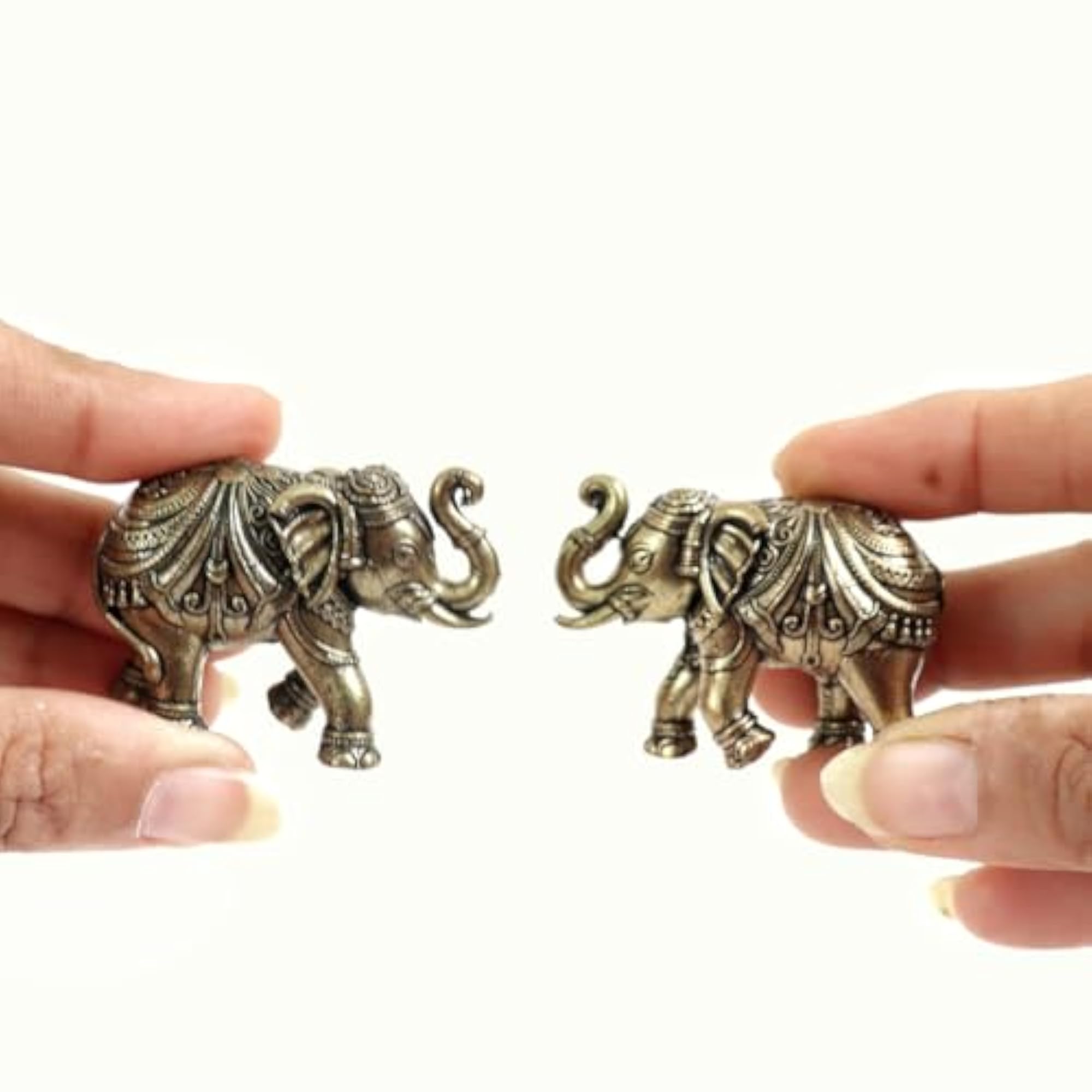 Brass Elephant Idol Pair, 1.5 Inch