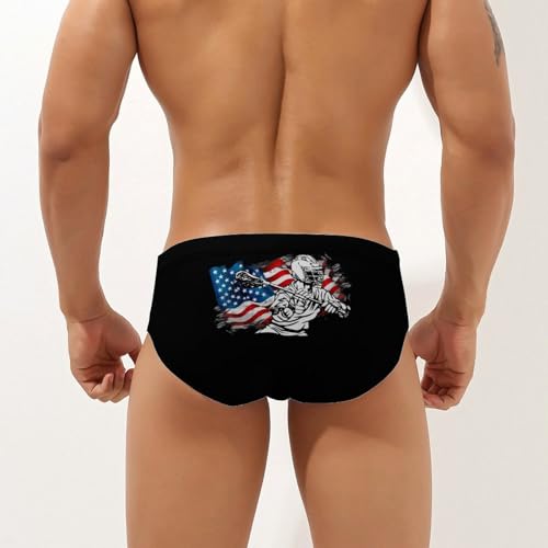 Lacrosse U.S. Flag Printed Swim Briefs for Men Sexy Bikini Swimwear Elastic Beach Trunks Bathing Suit3