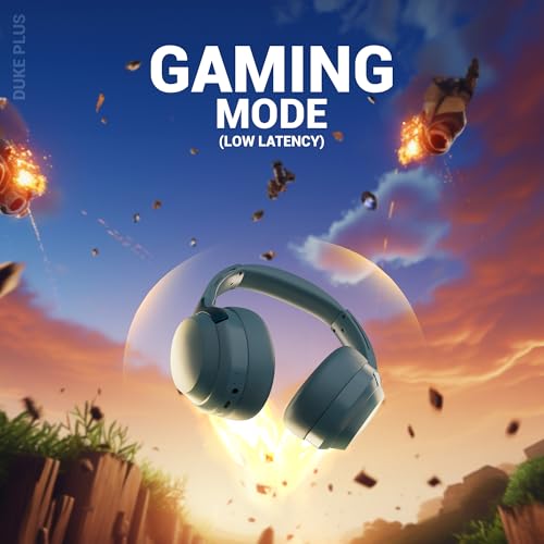 Image of ZEBRONICS Duke Plus, Wireless Over Ear Headphone with ANC, ENC, Gaming Mode, Dual Pairing, Rapid Charge, Upto 70* Hours Backup, Bluetooth v5.4, AUX, Comfortable Earcushion, Deep Bass (Blue)