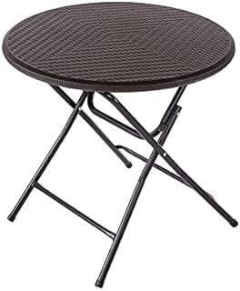 Oypla 80cm Round Folding Heavy Duty Outdoor Rattan Patio Garden Bistro Table