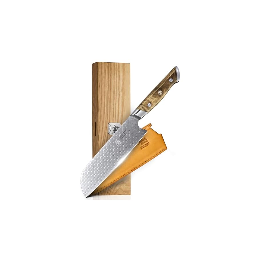 KYOKU-7-Santoku-Knife-Shogun-Koi-Series-Chef-Knife-with-Koi-Scale-Pattern-Japanese-VG10-Stainless-Steel-Kitchen-Knife-with-Sheath-Gift-Box-Full-Tang-Professional-Knife-for-Cutting-Slicing-Dicing KYOKU 7" Santoku Knife, Shogun Koi Series Chef Knife with Koi Scale Pattern, Japanese VG10 Stainless Steel Kitchen Knife with Sheath & Gift Box, Full Tang Professional Knife for Cutting Slicing Dicing