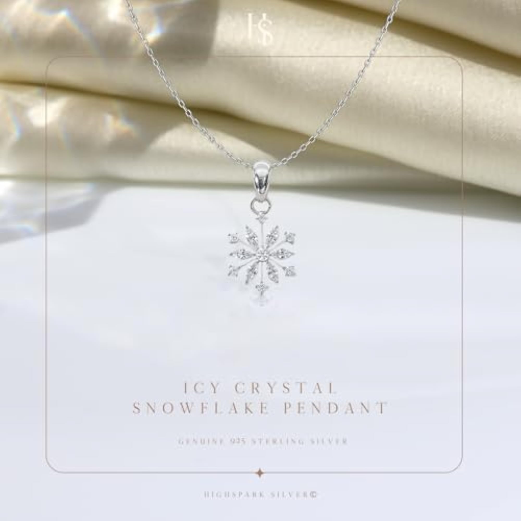 Women's 925 Sterling Silver Classic Snowflake Solitaire Pendant with Chain