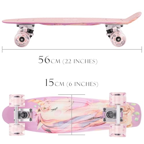 Image of KMX Skateboard 22 and 27 Inch, Classic Mini Cruiser Skateboard for Boys, Girls, Kids, Students, Adults, Teens, Mini Cruiser Board for Beginners and Advanced