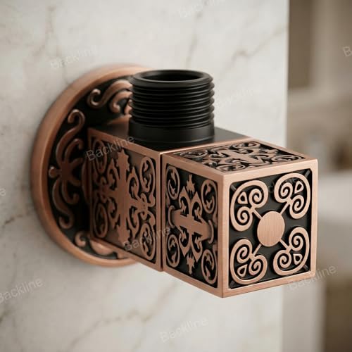 Image of Backline Brass Angle Valve For Bathroom | 100% Brass Body Heavy-Duty, Leakproof | Angle Stop Cocke with Wall Flange | Single Way Cock Ideal for Bathroom, Toilet & Kitchen Use (Bronze Color)