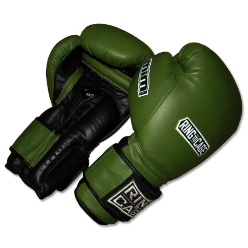 Ring To Cage 20Oz, 22Oz, 24Oz Deluxe Mim-Foam Sparring Gloves - Safety Strap Boxing Training Gloves, For Boxing, Mma, Muay Thai, Kickboxing (24Oz, Marine Green/Black) #TOP5