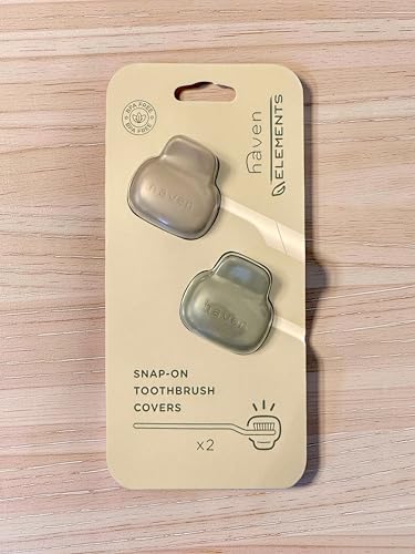 Image of Haven Toothbrush Cover - Fits Electronic and Manual Toothbrushes - Toothbrush Case Holder for Travel - Set of Two Tooth Brush Cap Protectors (Moss & Clay)