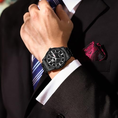 Image of OPK Watches for Men Diamond Roman Analog Mens Watches Waterproof Large Stainless Steel Men Wrist Watch Business Father Gift Watch Blue