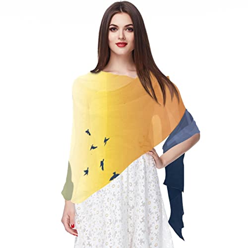 Foulard en mousseline de soie femme motif phare écharpe légère multicolore 09