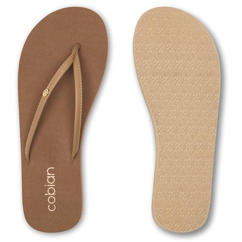 Cobian Nias Bounce Comfortable Beach Flip Flop Skinny Strap Sandals for Women, Tan, 103