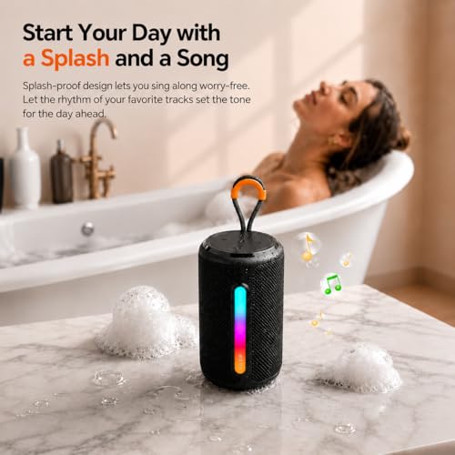 Image of AILKIN Portable Bluetooth Speakers Wireless | 8W Powerful Sound, 360 Surround Sound, Splash Proof Design, RGB Light & TWS Stereo Pairing | Mini Wireless Speaker for Home, Travel & Outdoor
