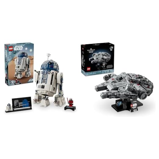 LEGO Star Wars R2-D2, Giochi per Bambini e Bambine da 10 Anni & Star Wars Millennium Falcon, Modellino da Costruire per Adulti, Kit Astronave da Collezione