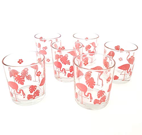 Takestop® Set 6 Bicchieri Fenicotteri Rosa Fiori