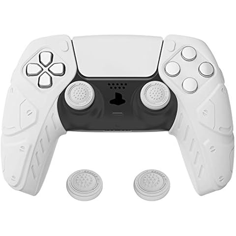 PlayVital Edición Mecha Blanco Funda de Silicona Suave para ps5 Cover