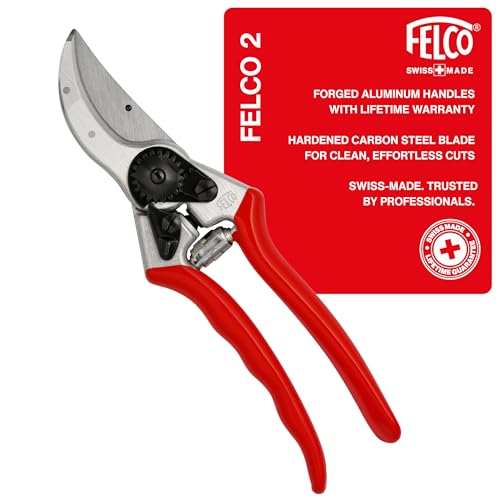 Felco F2 Pruning Shears – 9.25' Swiss-Made Garden Clippers for Professional Pruning | Hand Pruners for Gardening | Garden Tool Cutter with Precision Bypass Blade, Aluminum Body, Replaceable Parts