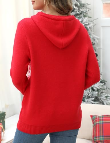 Image of CiCiBird Women Christmas Funny Ugly Hoodies Sweater Trendy Snowman Tops Holiday Pullover Long Sleeve Shirts Xmas4 Red M
