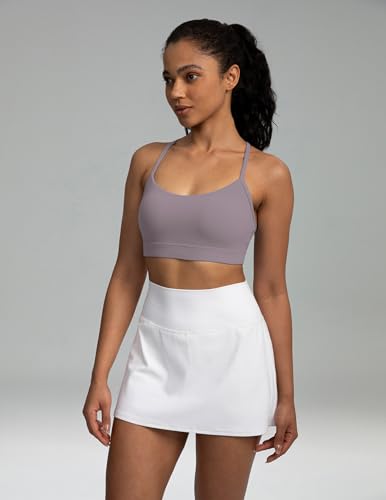 Image of Colorfulkoala Women's Dreamlux Y Back Sports Bra Low Impact Padded Workout Top with Built in Bra A-C Cups
