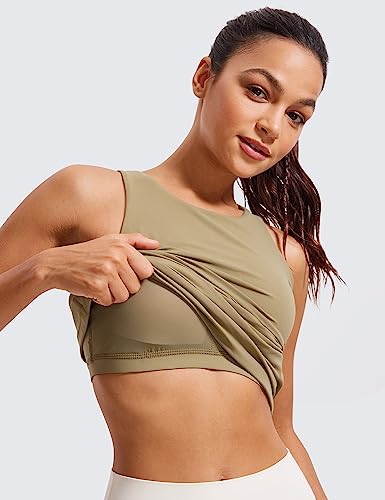Image of CRZ YOGA Butterluxe High Crew Neck Tank Top | Light Support, Built in Bra, Removable Pads, Yoga, Extremely Soft, Racerback, for Women
