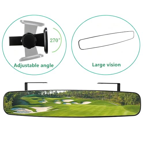 Image of Golf cart Rear View Mirror, HKOO 16.5 inch Extra Wide 180 Degree Panoramic Rear View Mirror Fit for Golf Cart EZGO Club Car Yamaha(Golf cart Mirrors)
