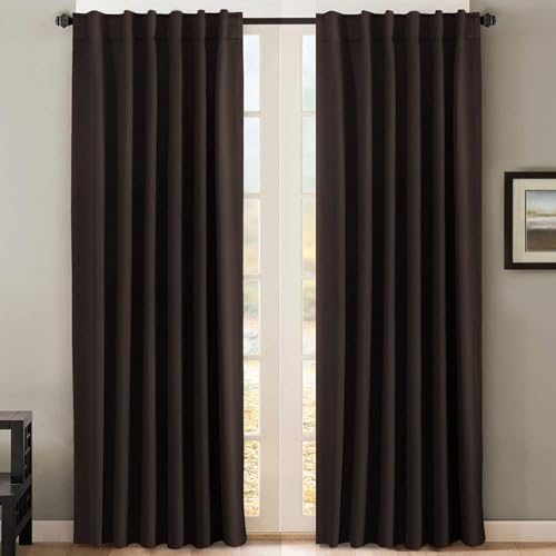 Image of H.VERSAILTEX Blackout Curtains Thermal Insulated Window Treatment Panels Room Darkening Blackout Drapes for Living Room Back Tab /Rod Pocket Bedroom Draperies, 52 x 90 Inch, Chocolate Brown, 2 Panels