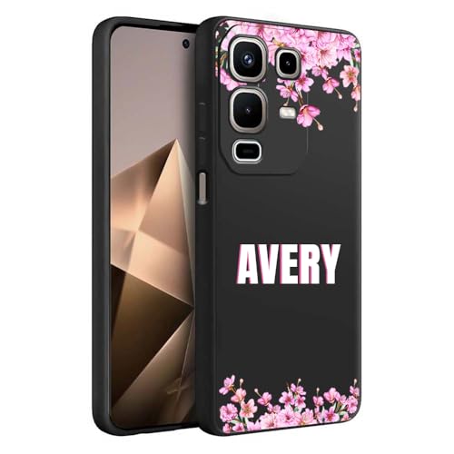 Image of Fashionury Back Cover Case for Infinix Note 50s 5G | Matte Soft Silicon Flexible | Camera Bump Protection | Customized Name with Your Phone Back Cover Black (Pattern 7)