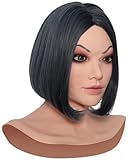 KUMIHO Realistic Silicone Female Mask Skin Friendly Super Soft Lifelike Head Mask for Crossdresser Drag Queen Transgender, Brown