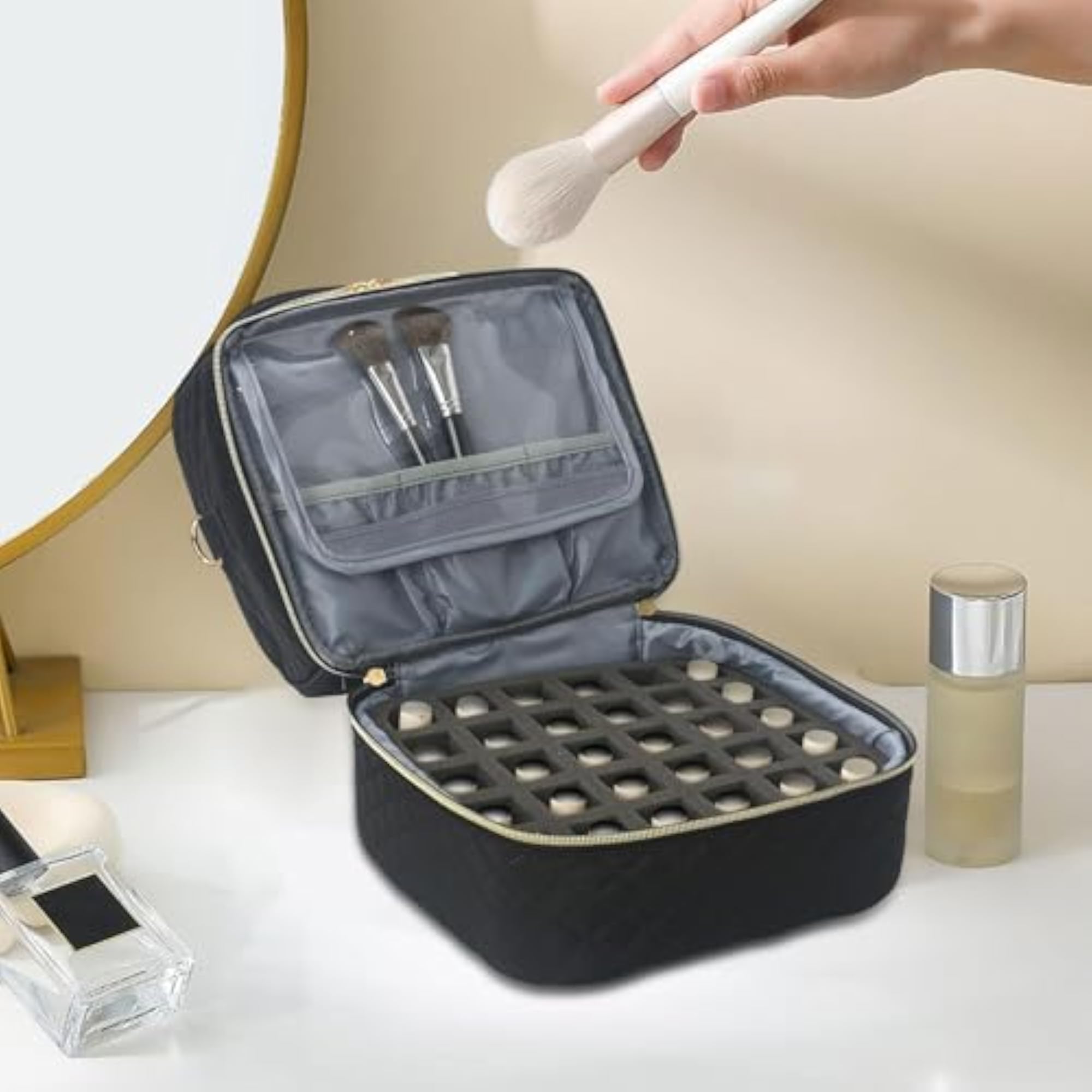 2 Tier Nail Polish Storage Bag, Travel Carrying Case