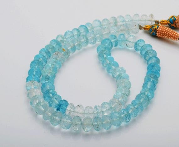 Perles rondelles micro-facettées bleu ciel pour créer vos bijoux d'été faits main