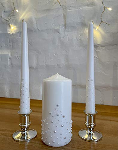 Magik Life Unity Candle Set for Wedding - Wedding Accessories for Reception and Ceremony - Candle Sets - 6 Inch Pillar and 2 10 Inch Tapers - Decorative Pillars White - Thumbnail 2