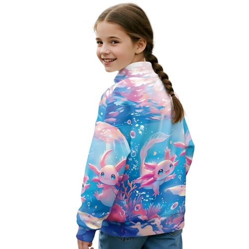 Image of AmzPrint Girls Graphic Quarter Zip Coat Long Sleeve Lightweight Oversized Athletic Running Hoodies For Kids Teen Girls
