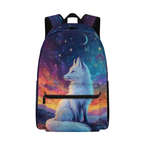 Beauty Collector White Fox Moon Star Girls School Backpacks 17