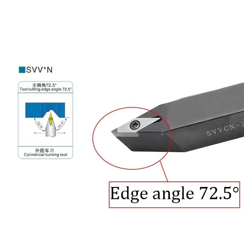 1pc SVVCN1616H16 SVVCN2020K16 72.5 Degrees External Turning Tool Lathe Turning Holder Lathe Cutting Tools CNC Boring Bar(SVVCN1616H16)