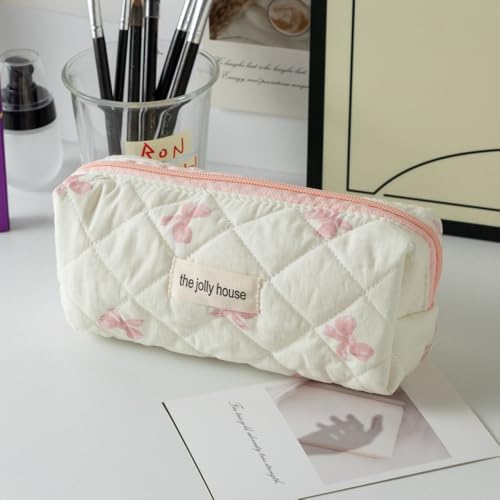 Image of Carry bloom Pencil Pouch Cute Pencil Case for Girls Aesthetic Pencil Bag with Zipper Pen Cases School Supplies Makeup Bag (butterfly pink)