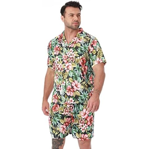 LEPTON Silk Satin Hawaii Men's Pajamas Set Cover
