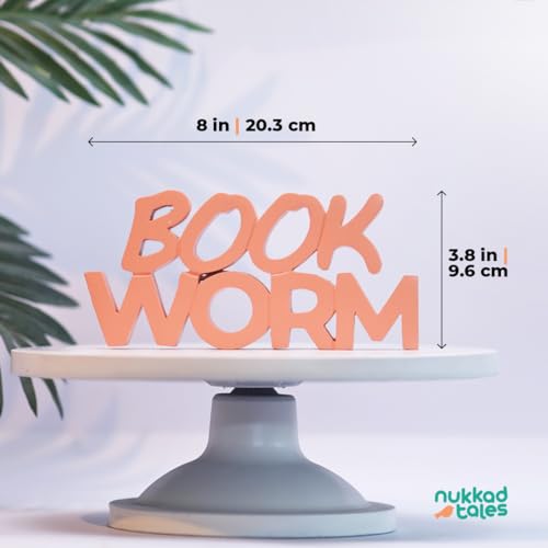 Image of NUKKAD TALES Book Worm Pink Showpiece Home Decor Items Decorative Items for Study Table for Students Book Shelf Birthday Gift Items Gift for Book Lovers (8 X 3.77 inch)