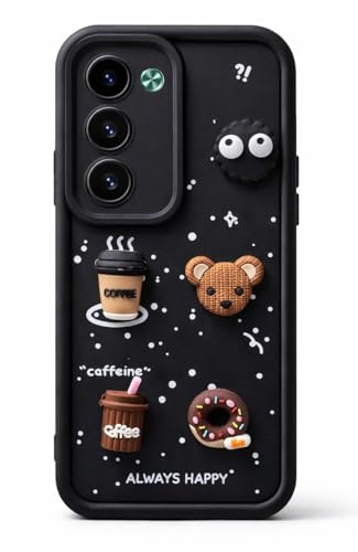 Image of Bintage case Cute Fun Taddy Cartoon 3D Ball Bear Milk Cake Coffee Silicon Case Full Body & Camera Protection Back Cover Compatible for Oppo A5 5G / Oppo K13x 5G - Black