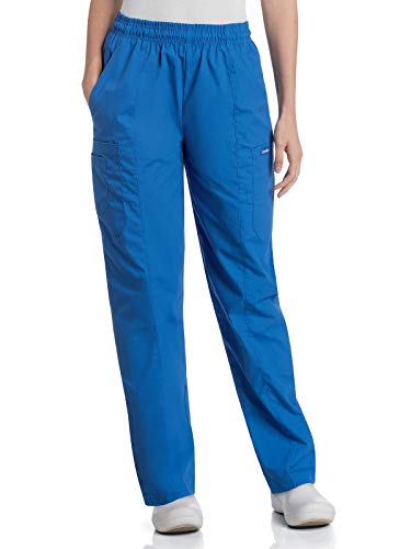 Landau Tapered Leg Durable Pull-On Scrub Pants Royal Blue M