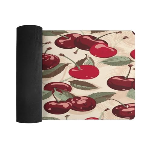 Mouse pad grande antideslizante con diseño cereza de goma miniatura 3