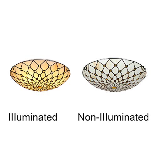 Artzone Tiffany Flush Mount Ceiling Light 3-Light 16 Inch Stained Glass Ceiling Light For Bedroom,Living Room, Entryway,Foyer #TOP6